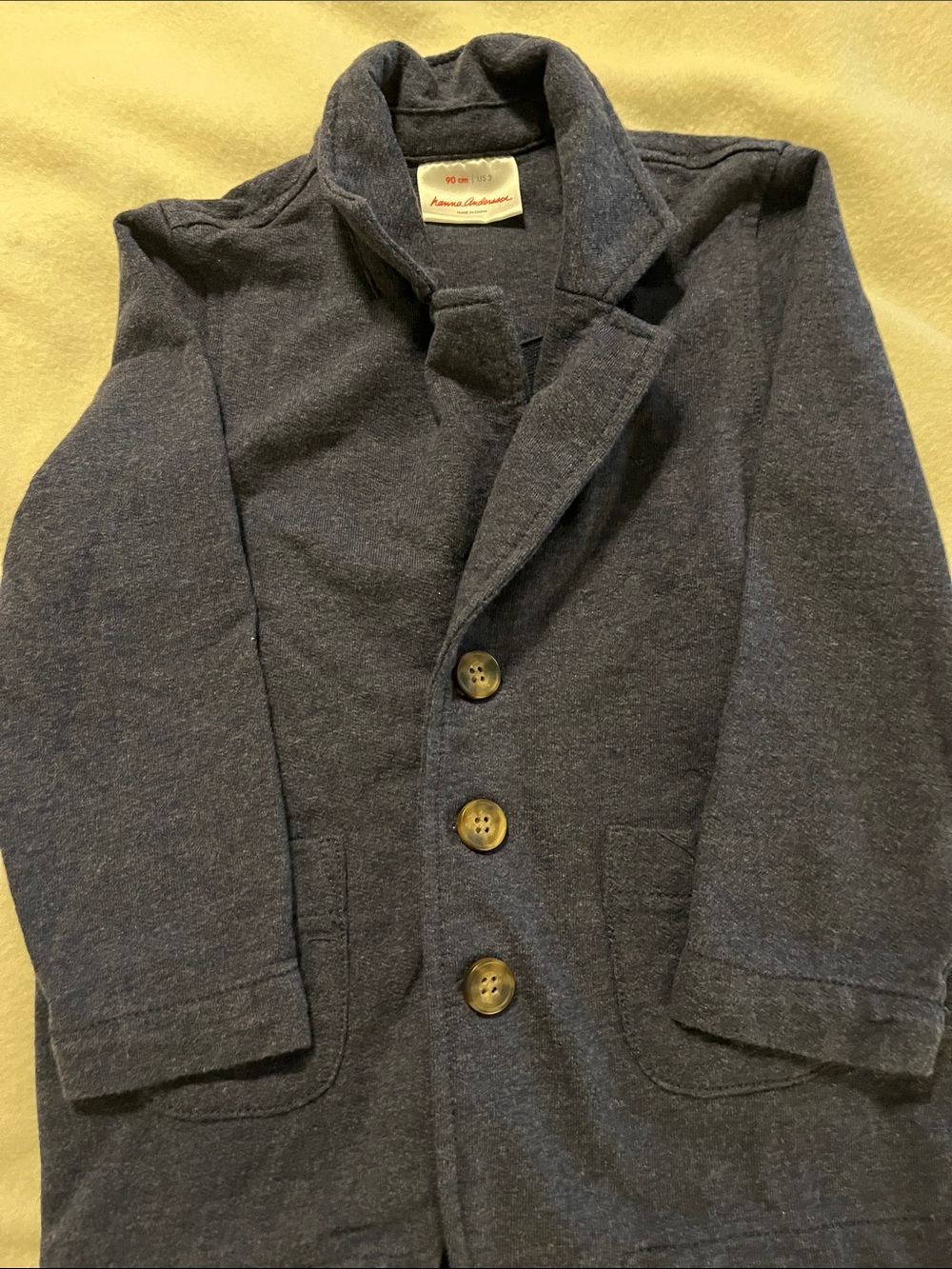 Hanna Anderson Boys size 3 Knit Button Up Jacket navy Blue